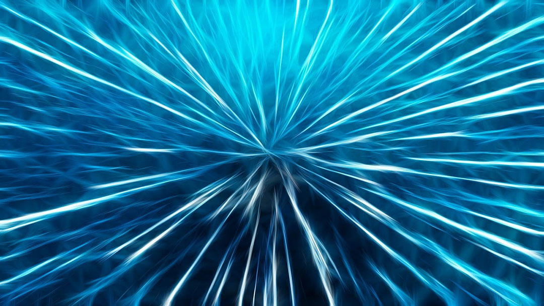 Abstract image of white waves on a blue background.