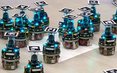 Autonomous robot swarms come together to perform a variety of missions