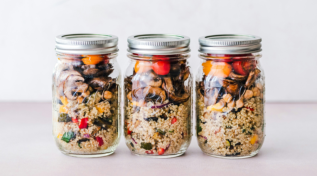 Jars of food on a white background.