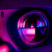 Augmented reality glasses in purple and blue light.